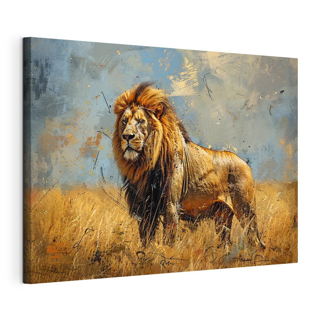 A lion standing in a field