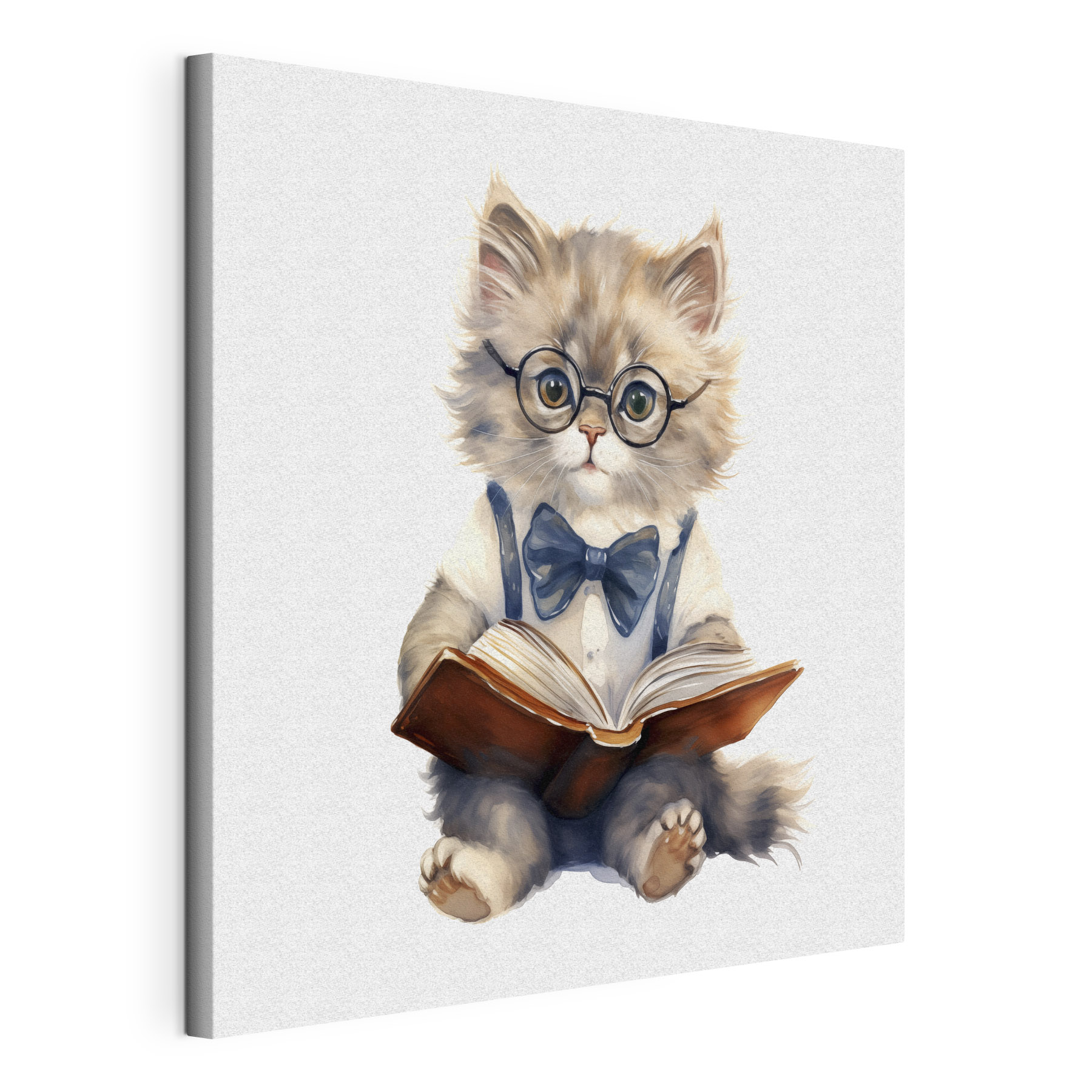 A cat wearing glasses and a bow tie reading a book A cat wearing glasses and a bow tie reading a book