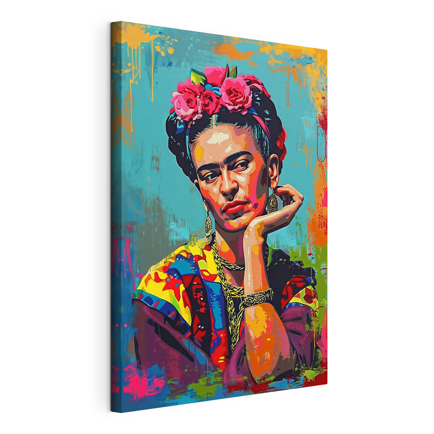 A painting of a woman with flowers in her hair