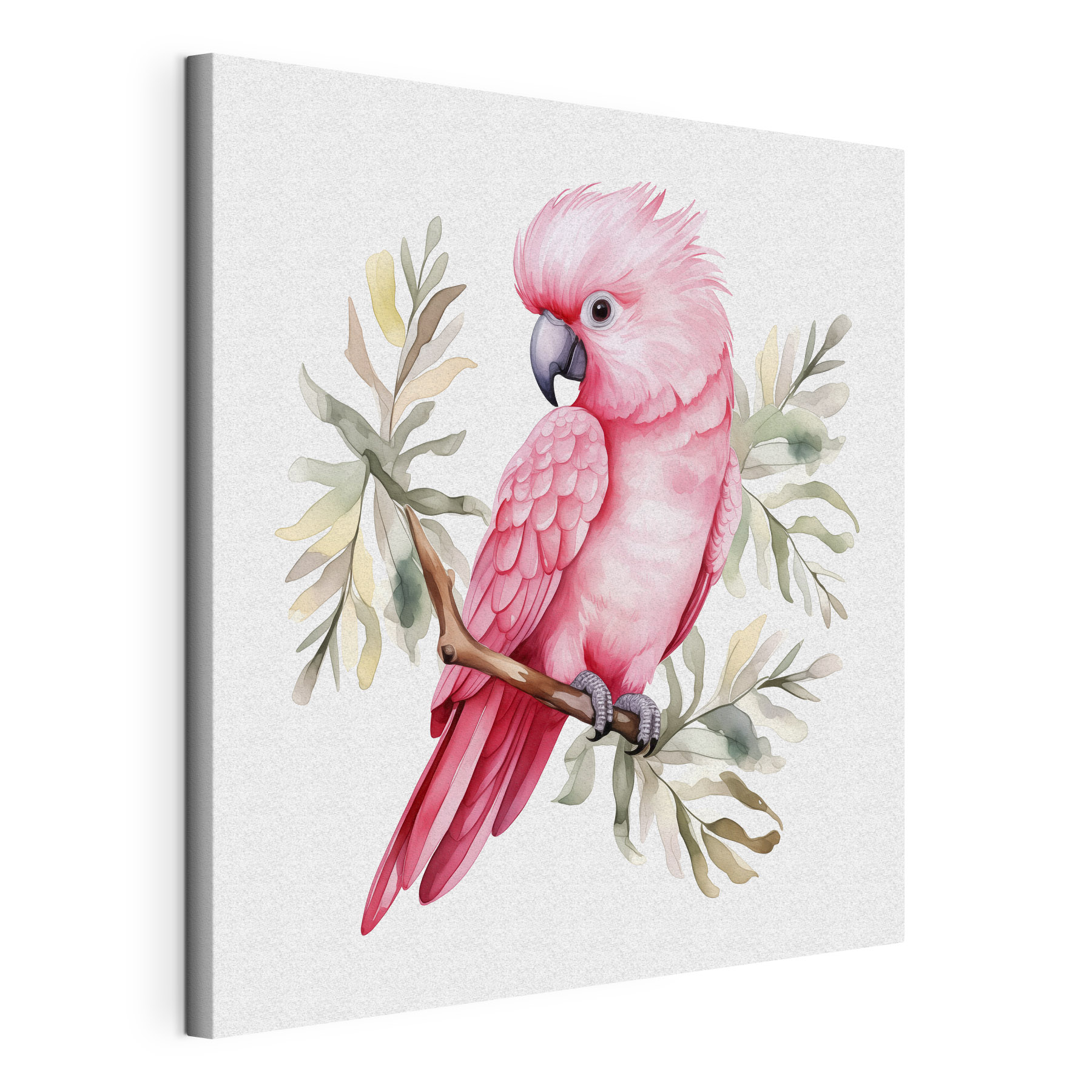 A pink bird on a branch A pink bird on a branch