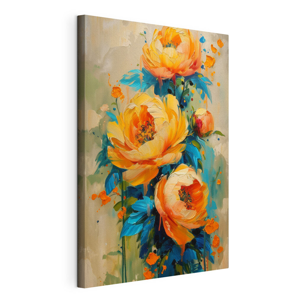 Painting of flowers on a canvas