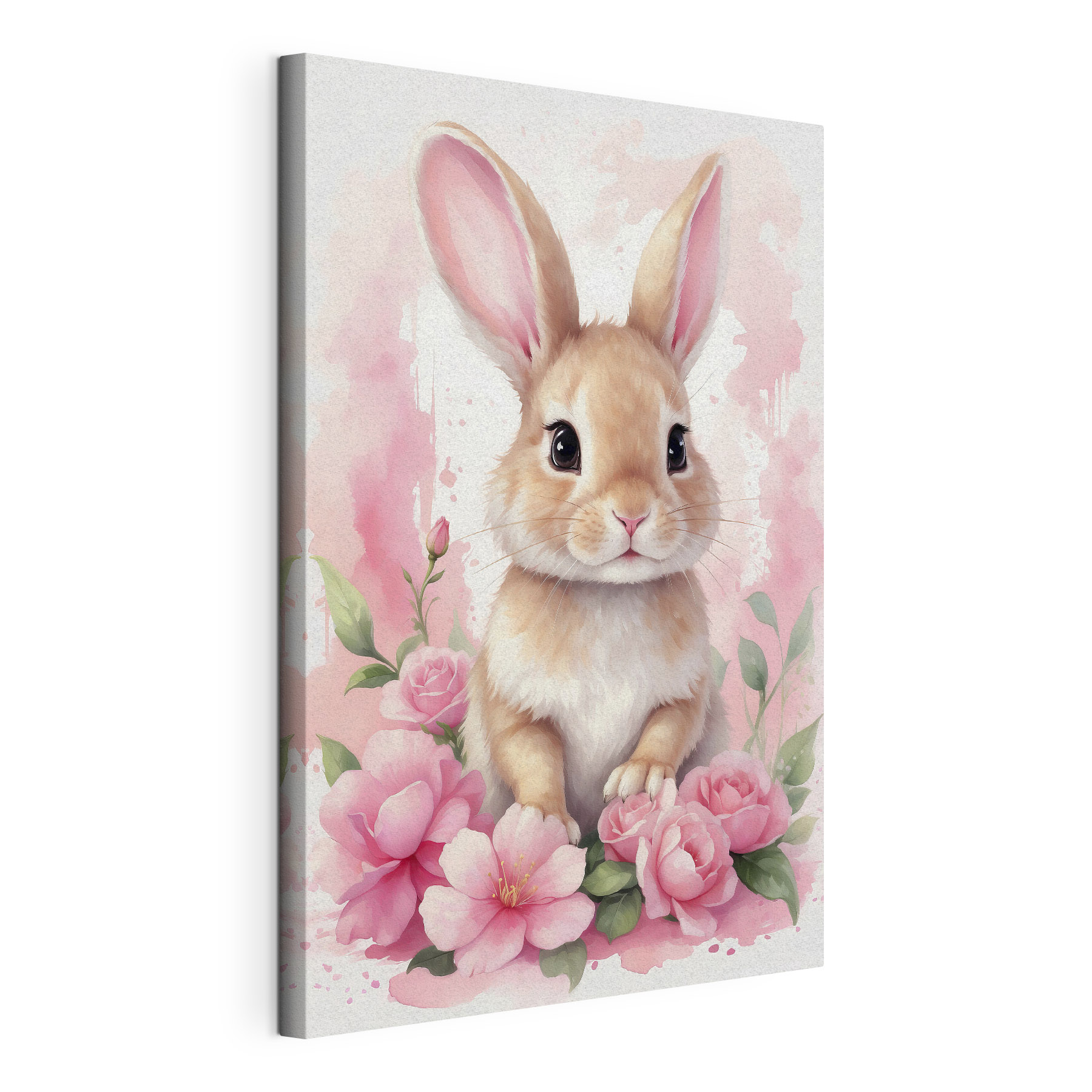 Rabbit with pink flowers