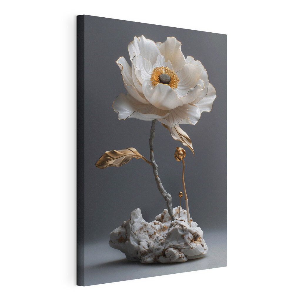 Elegant porcelain flower sculpture on display