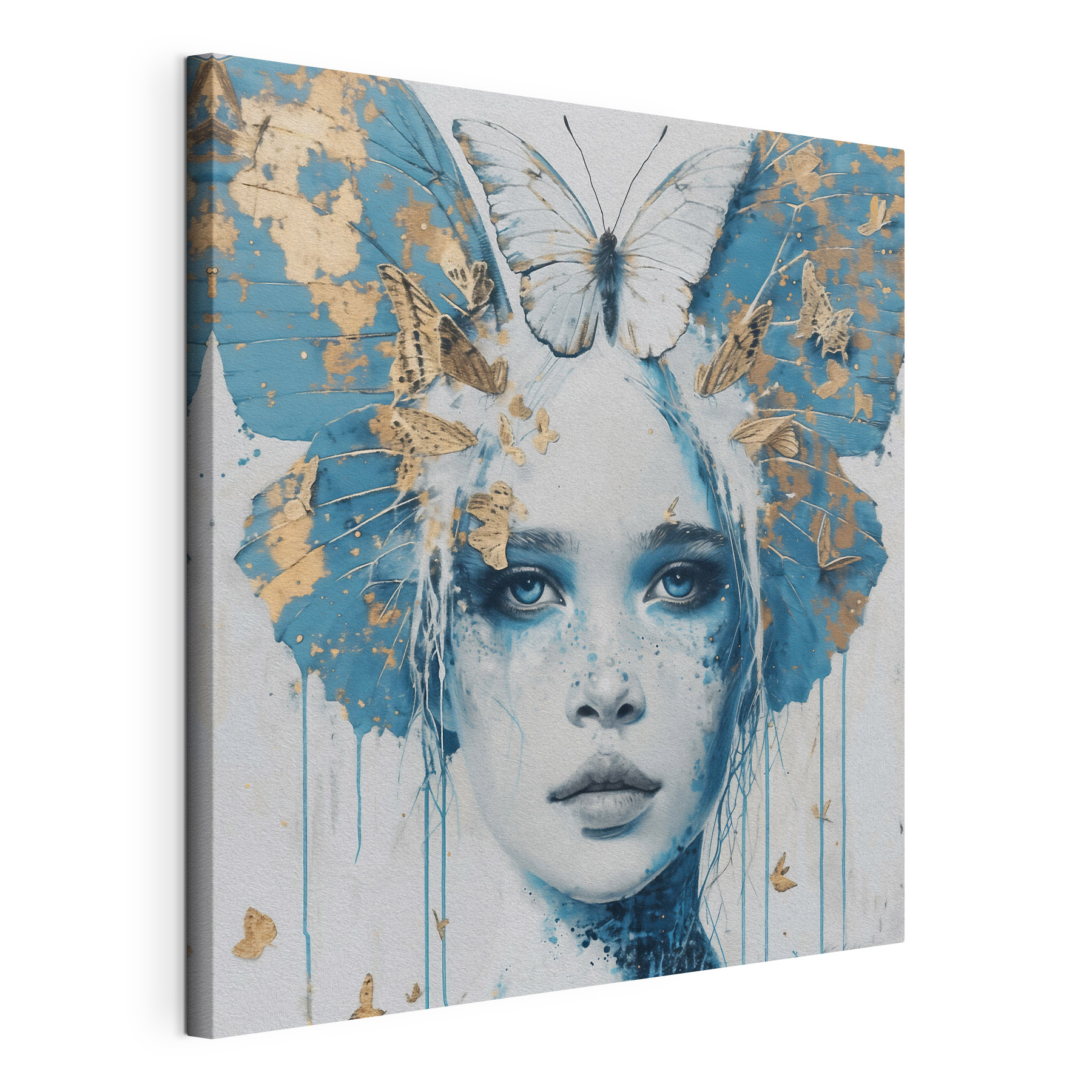 Woman with butterfly on her head