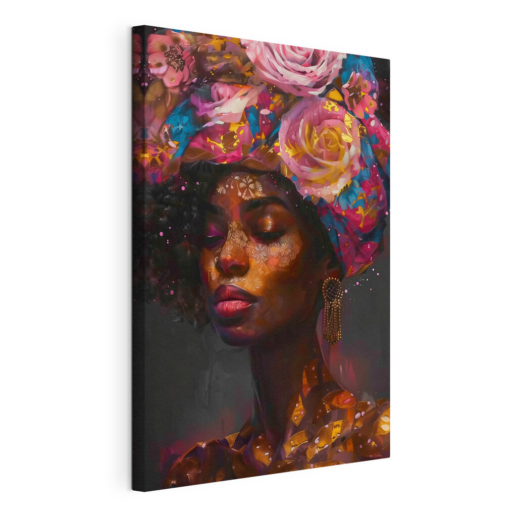 Woman with flowers on her head
