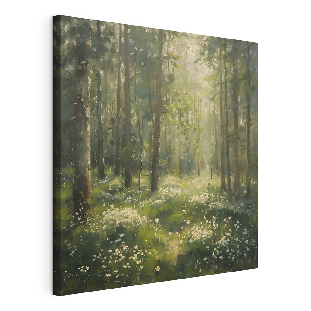 Forest with trees and flowers