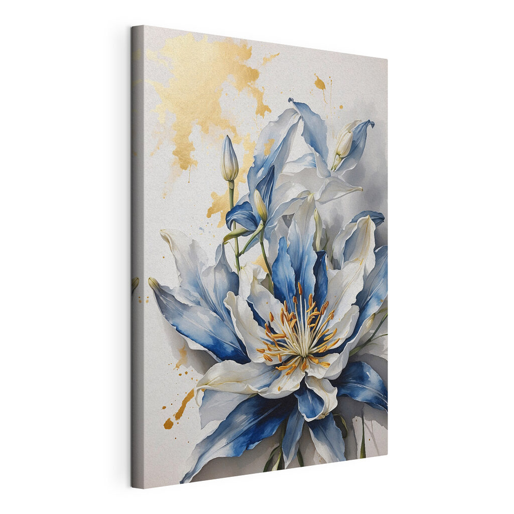 Painting of a white and blue flower