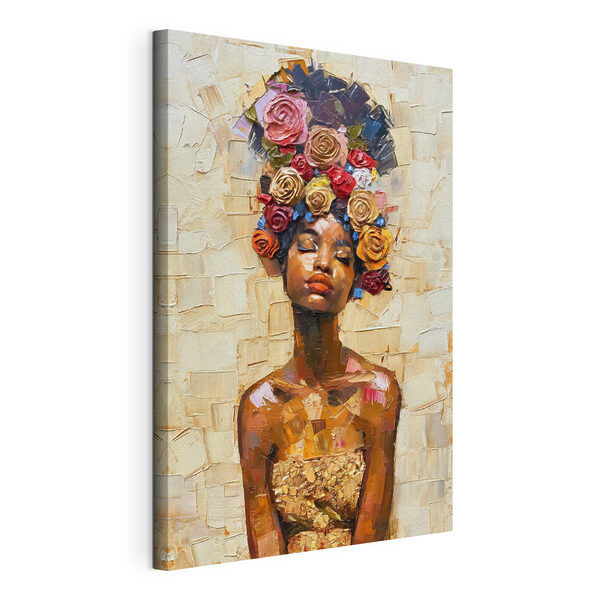 Painting of a woman with flowers on her head