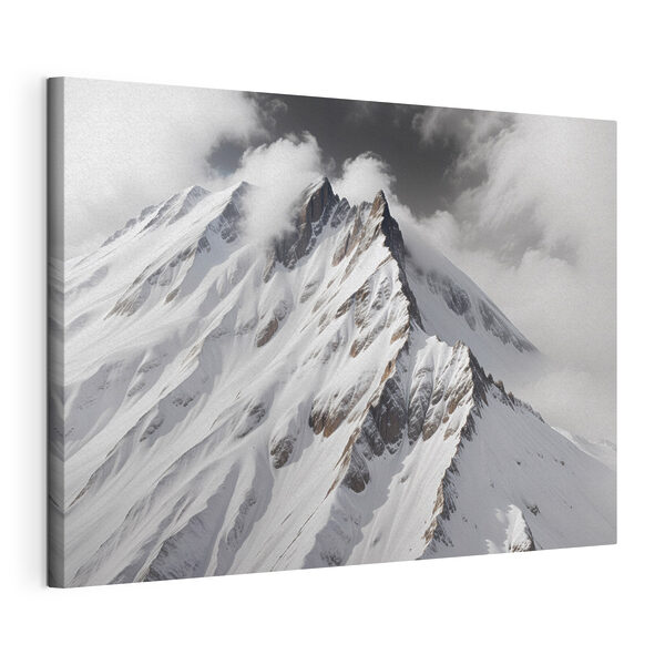 Mountain with snow and clouds
