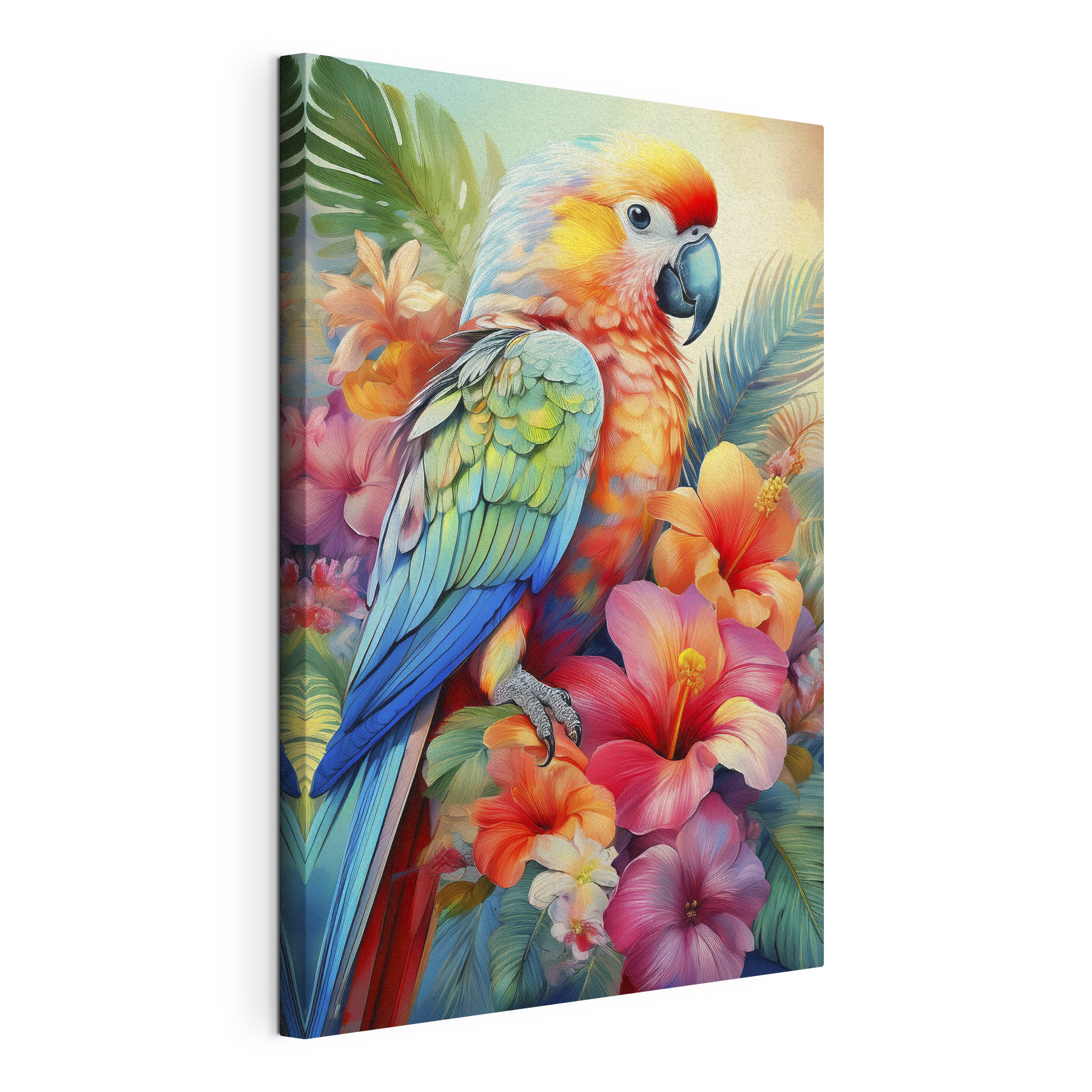 Colorful parrot on a floral background Colorful parrot on a floral background