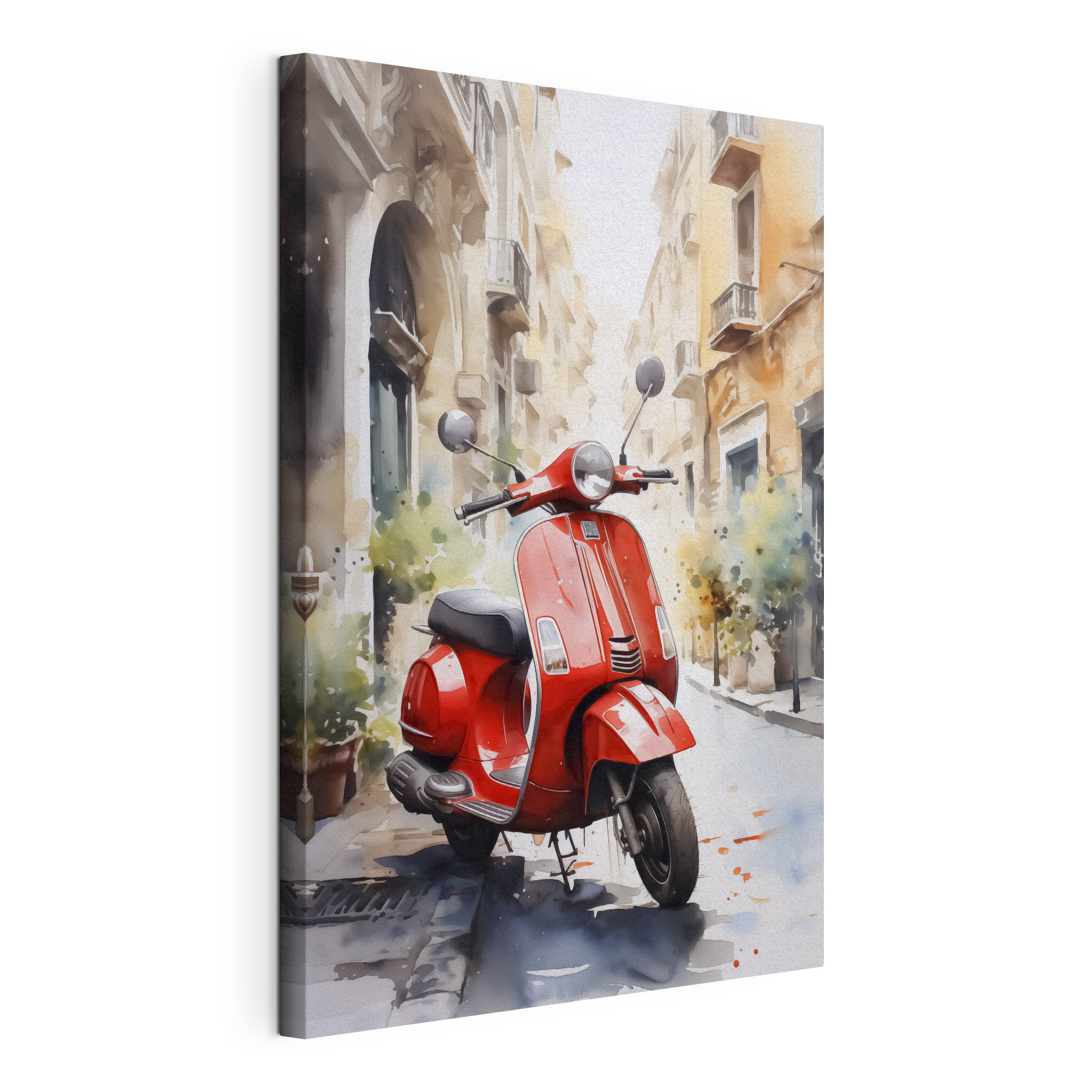 Red scooter on a street