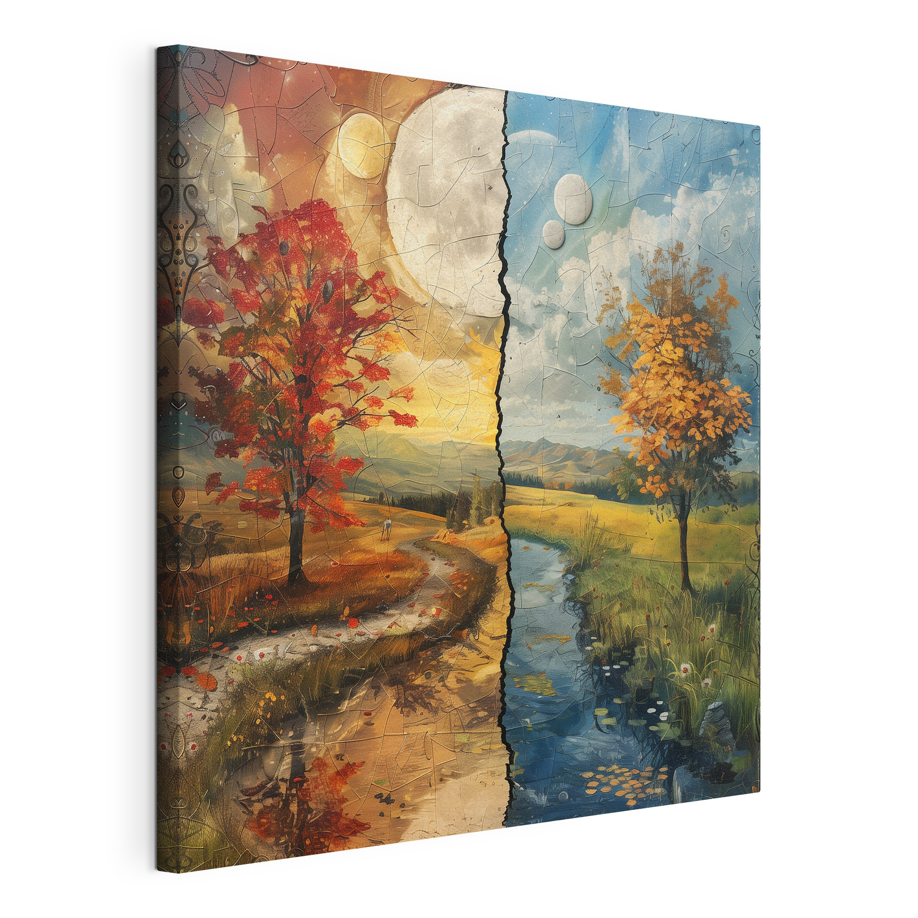 Puzzle of a landscape with trees and a river