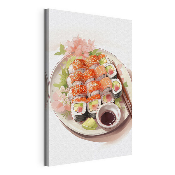 Plate of sushi with chopsticks