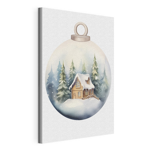 Watercolor painting of a house in a snow covered forest Watercolor painting of a house in a snow covered forest
