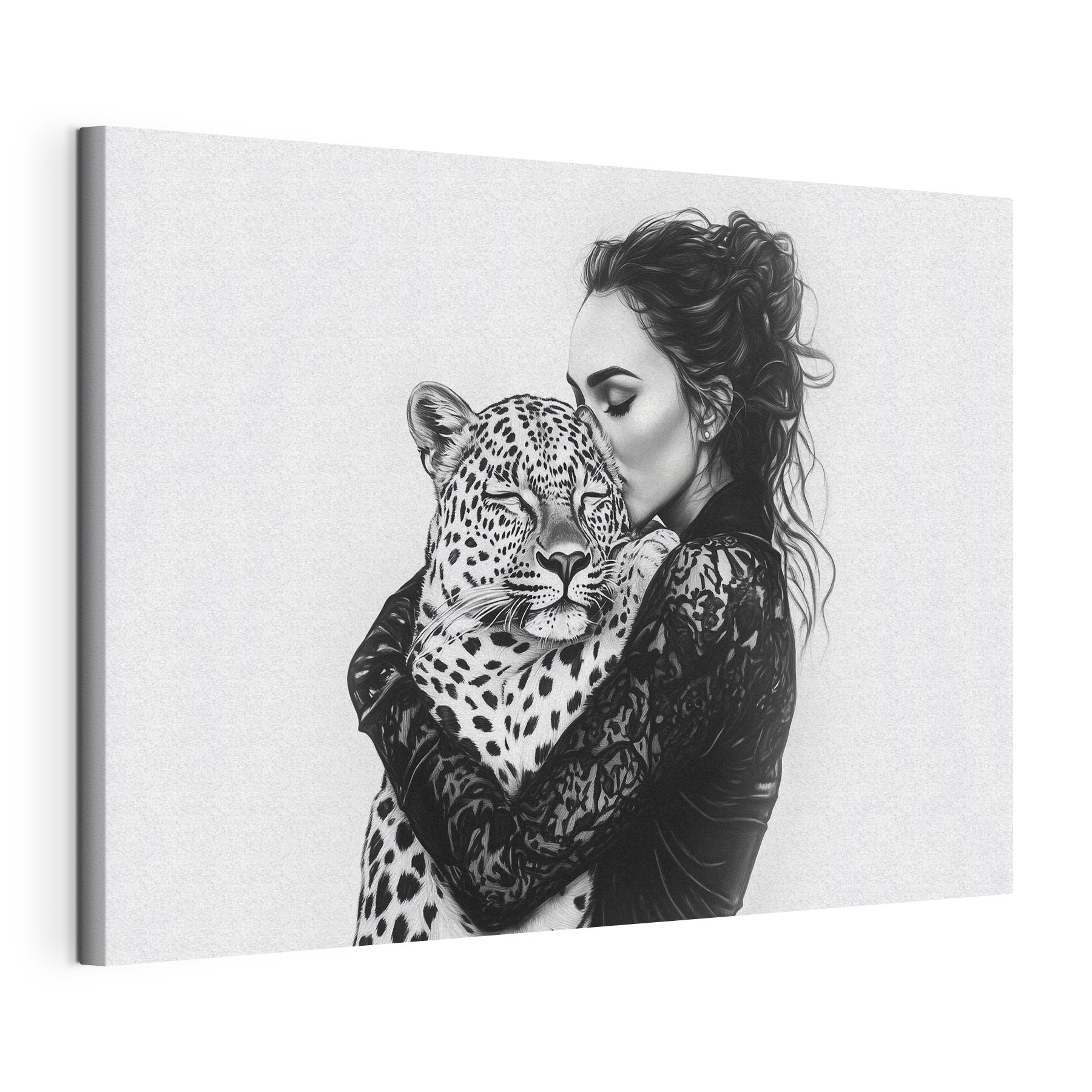 Woman hugging a leopard Woman hugging a leopard
