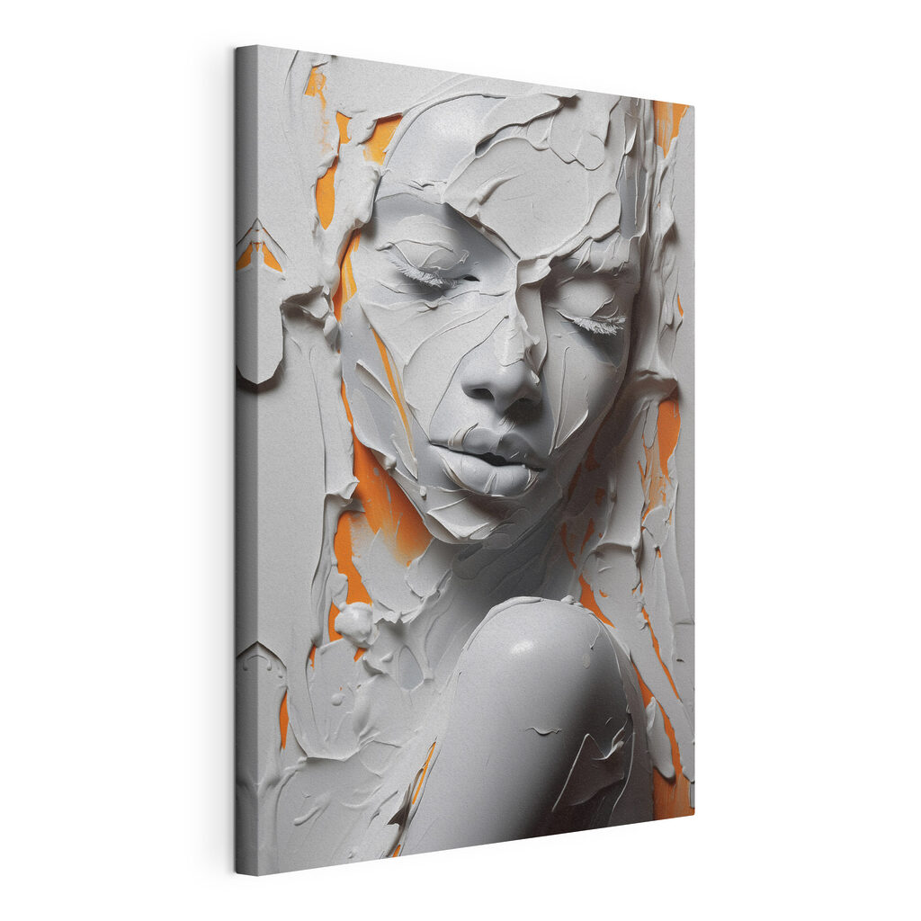 Woman's face covered in white paint