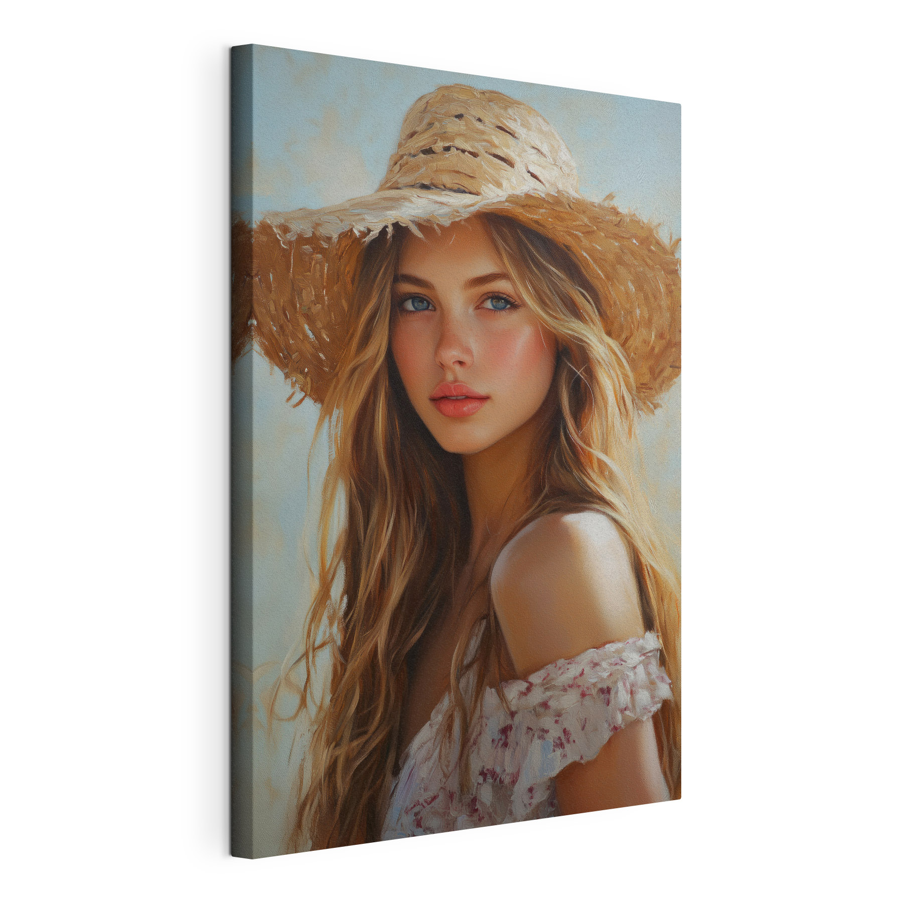 Woman wearing a straw hat