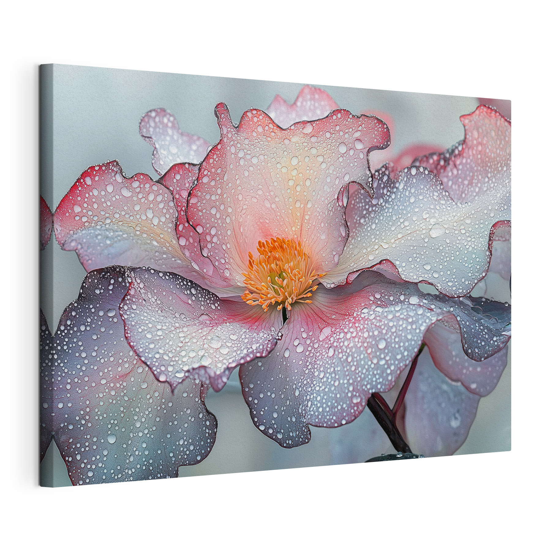 Delicate petals adorned with raindrops