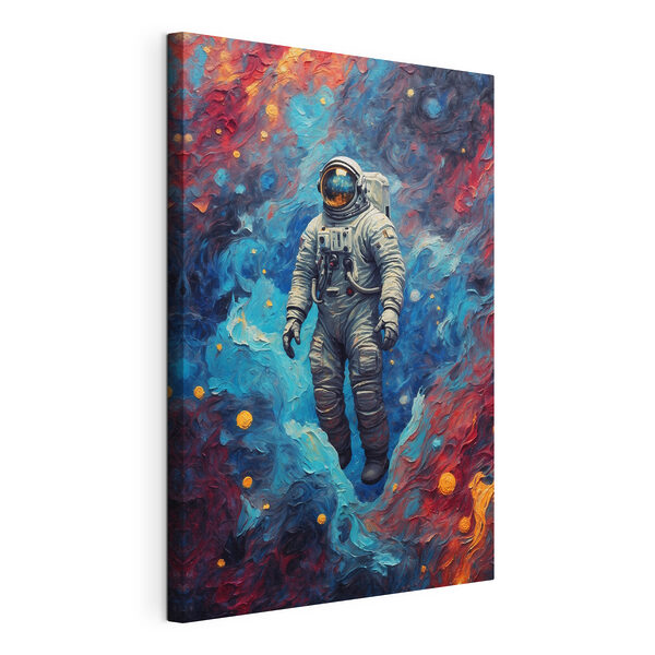 Astronauta w kosmosie na kolorowym tle Obraz Astronauta w kosmosie na kolorowym tle