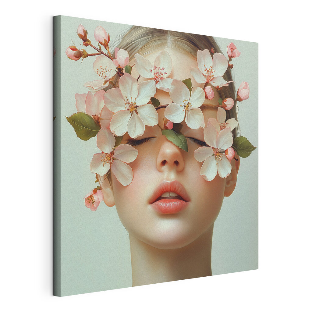 Woman with flowers on her face