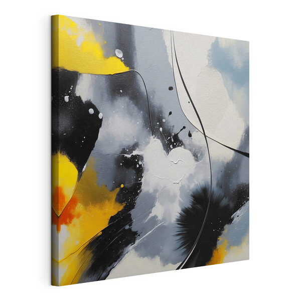Painting of black yellow and white colors Painting of black yellow and white colors