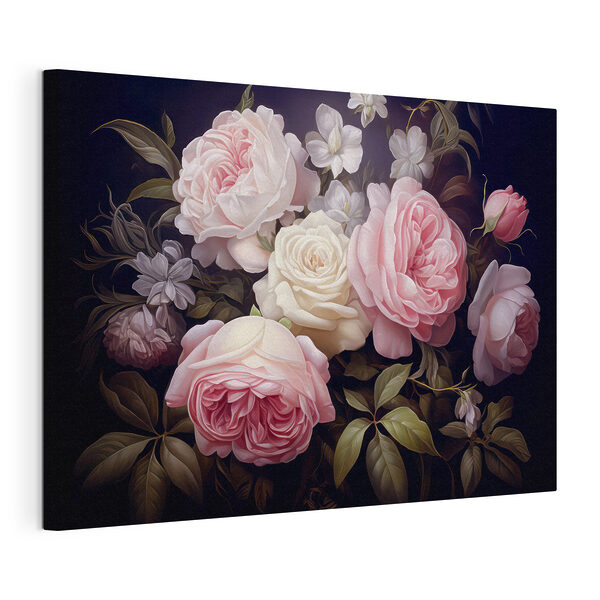 Group of pink and white roses