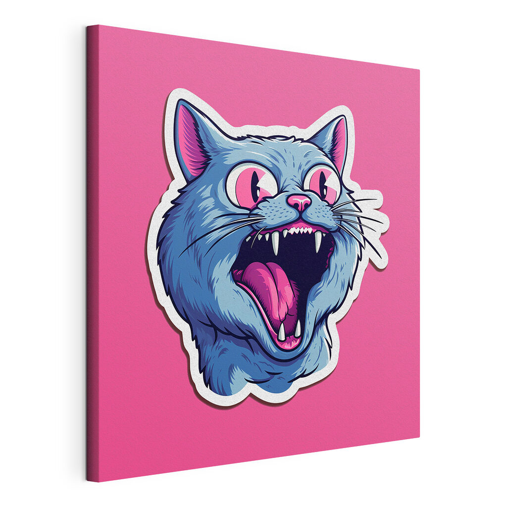 Sticker of a cat with its mouth open