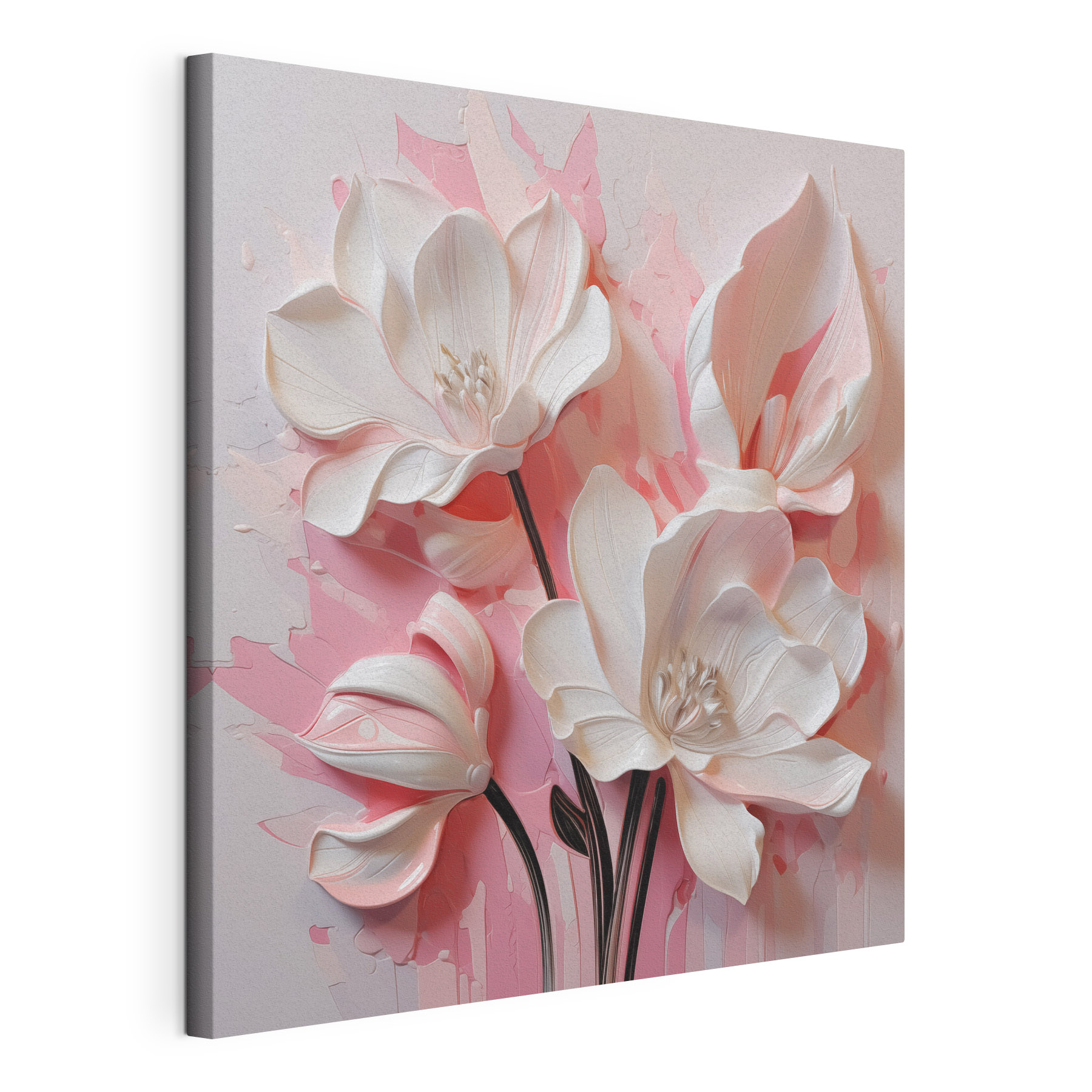 White flowers on a pink background
