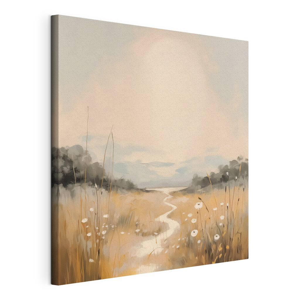 Painting of a river running through a field Painting of a river running through a field