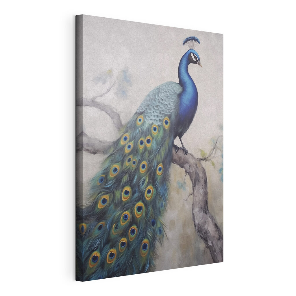 Painting of a peacock on a branch Painting of a peacock on a branch