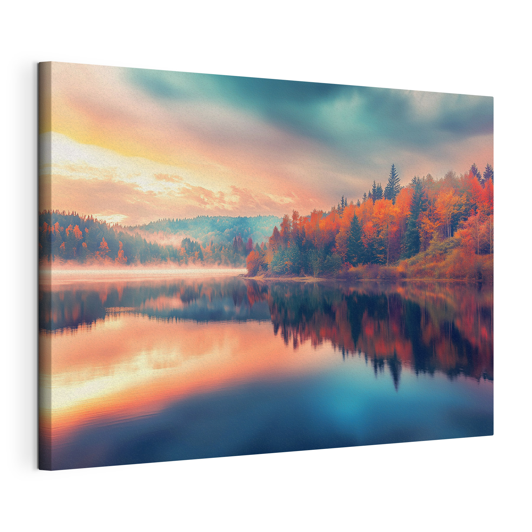 Lake with trees and clouds in the sky