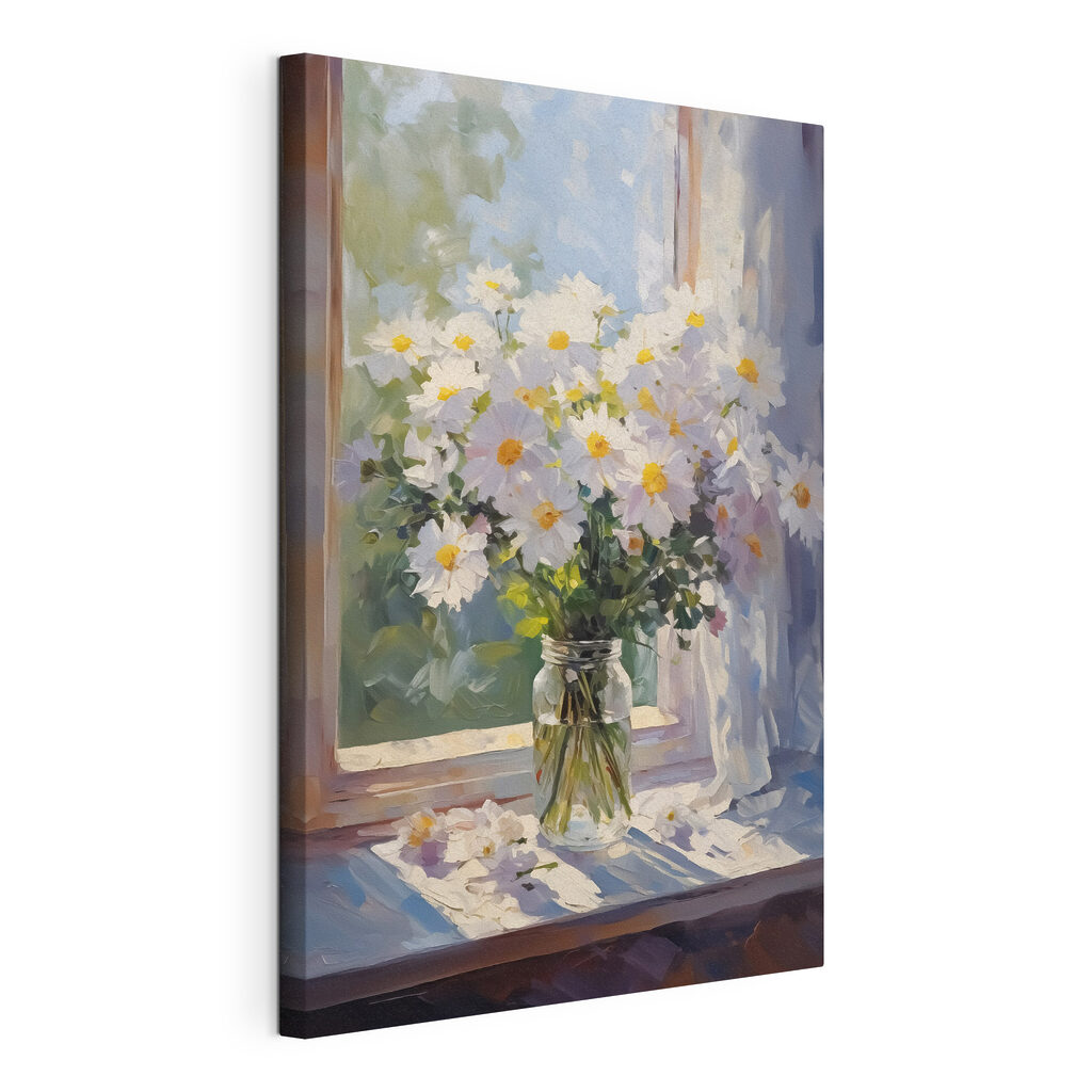 Painting of flowers in a glass jar