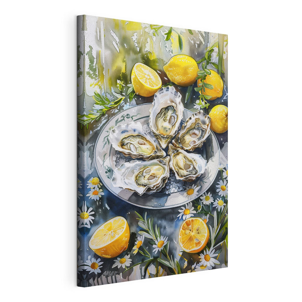 Plate of oysters and lemons Plate of oysters and lemons
