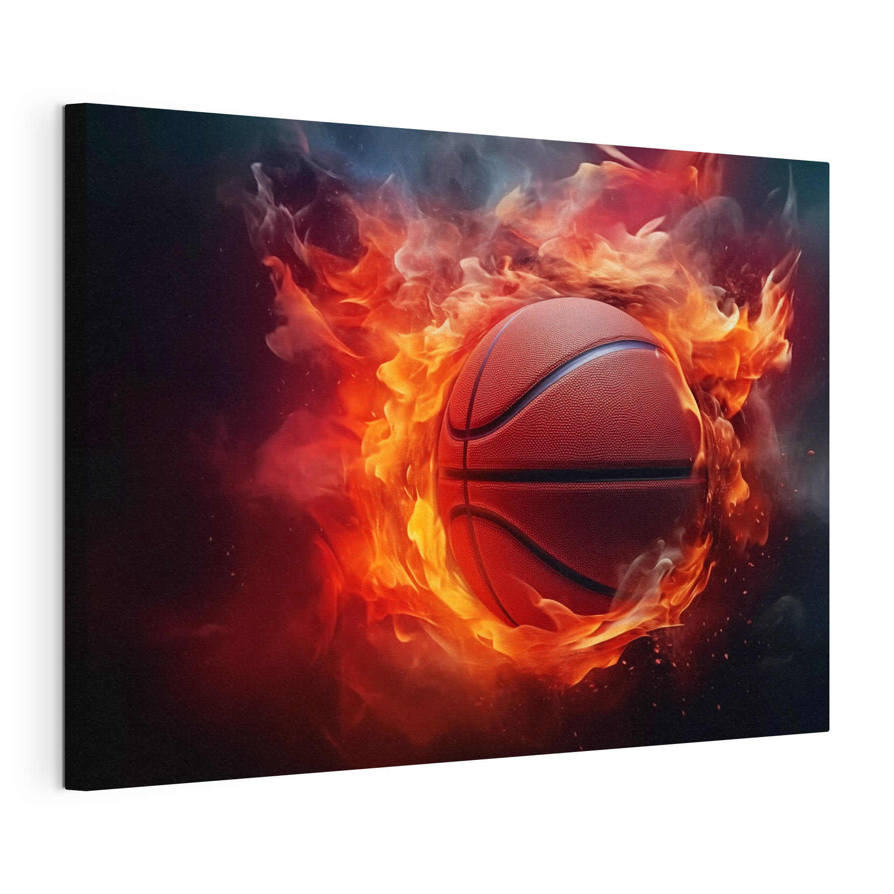 Basketball in flames on a black background Basketball in flames on a black background
