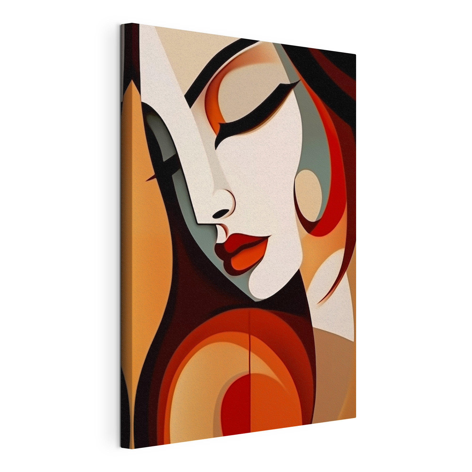 Woman's face with red lips and black hair Woman's face with red lips and black hair