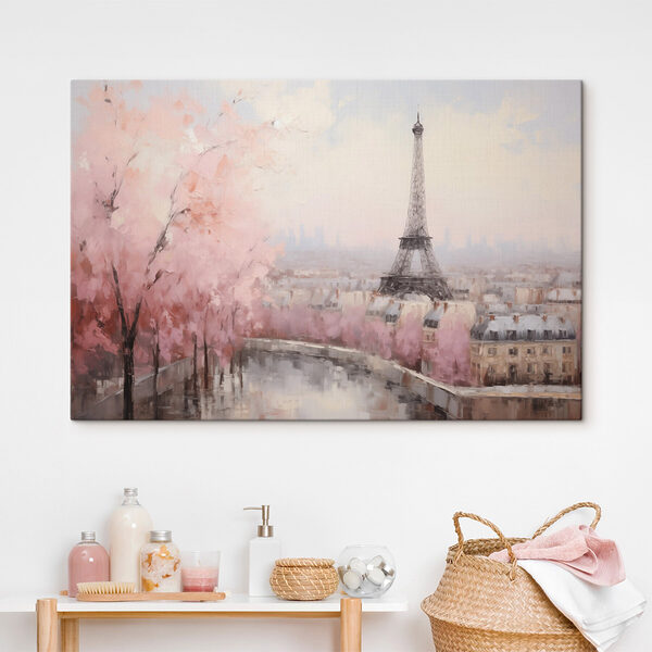 Painting of a tower and a city Painting of a tower and a city