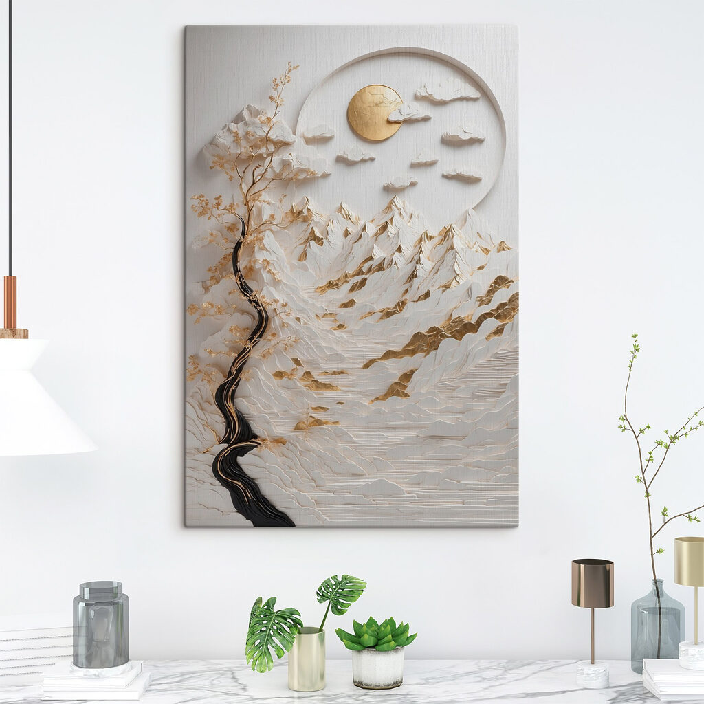 Serene landscape with flowing elements