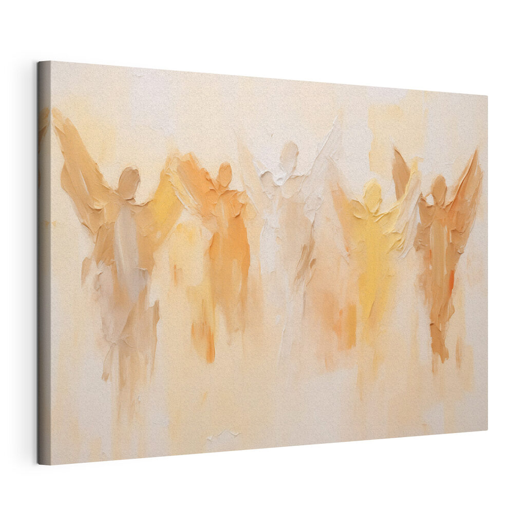 Group of angels painted on a wall