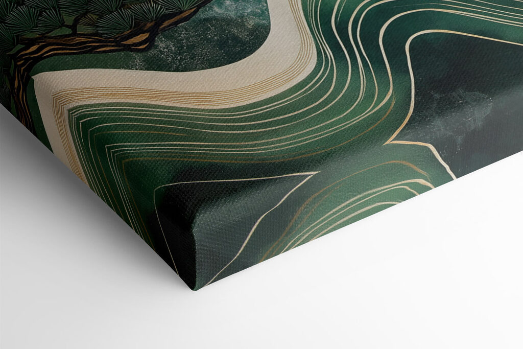 Painting of trees and waves