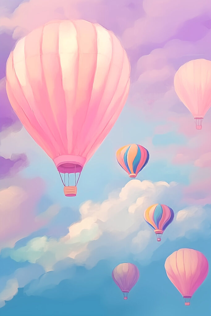 Group of hot air balloons in the sky