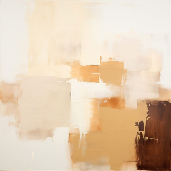 Painting of a white wall with brown squares Painting of a white wall with brown squares