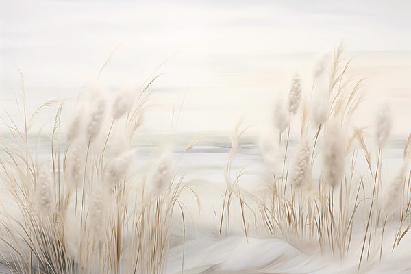 - Serene landscape with soft grasses