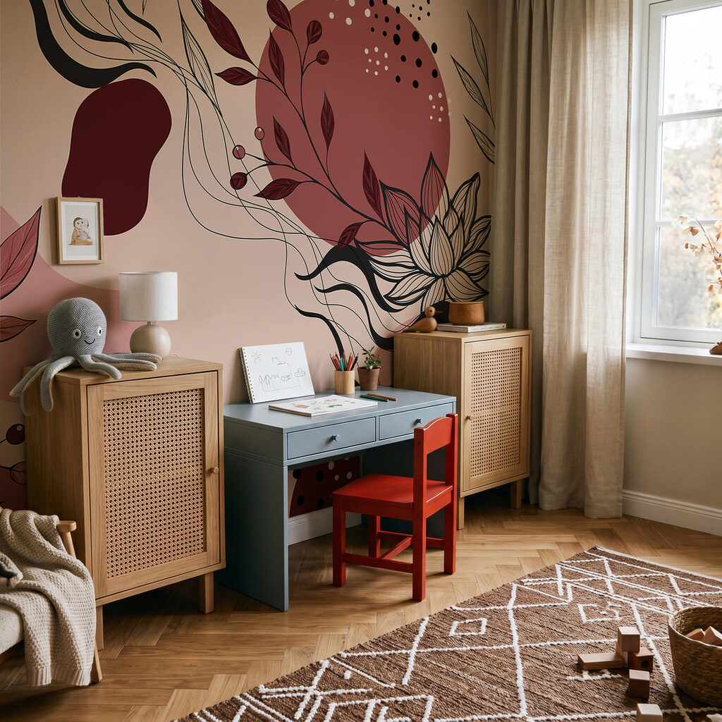 Abstrakcyjny wzór kwiatowy w delikatnych odcieniach