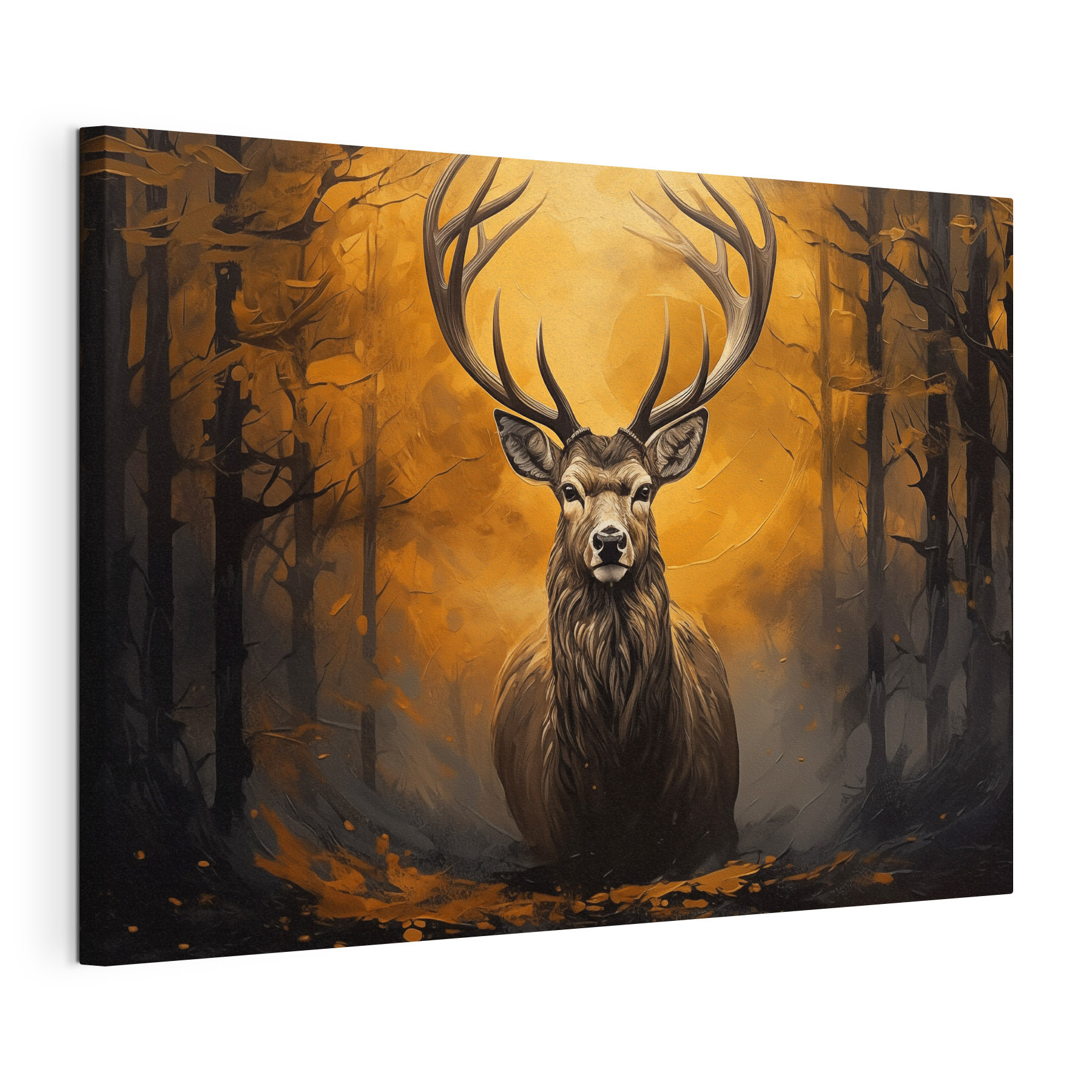 Painting of a deer in the woods