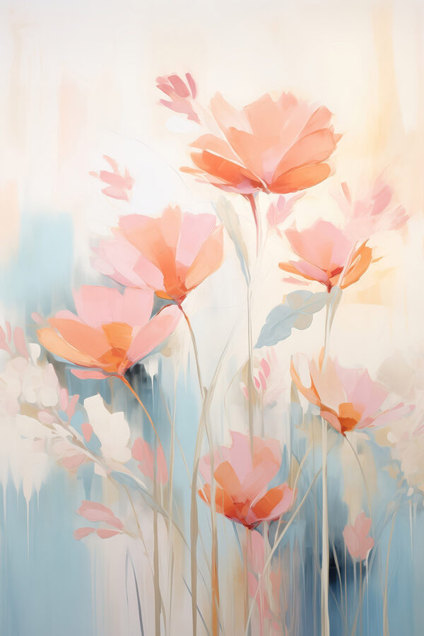 Painting of flowers on a blue background