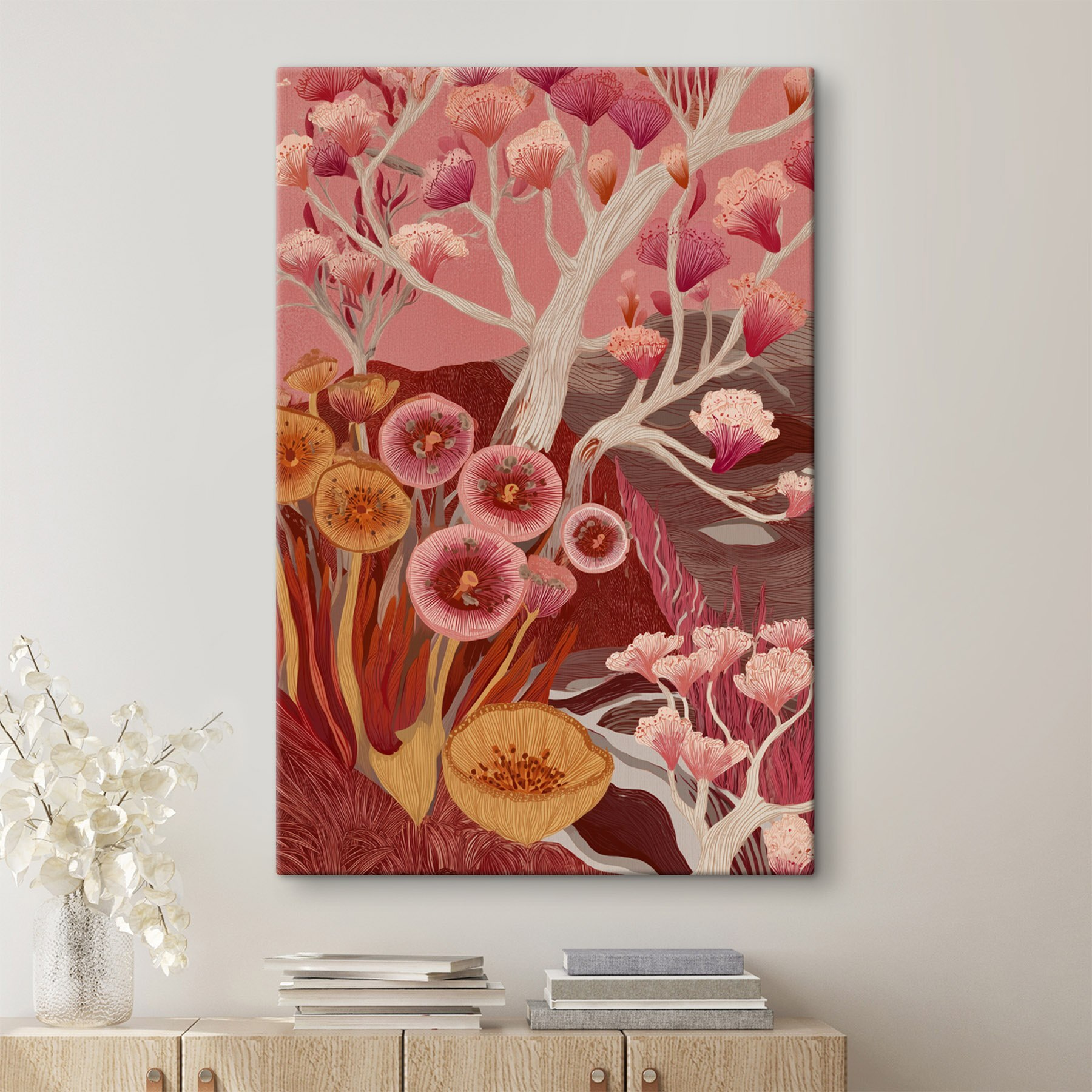 Painting of flowers and trees