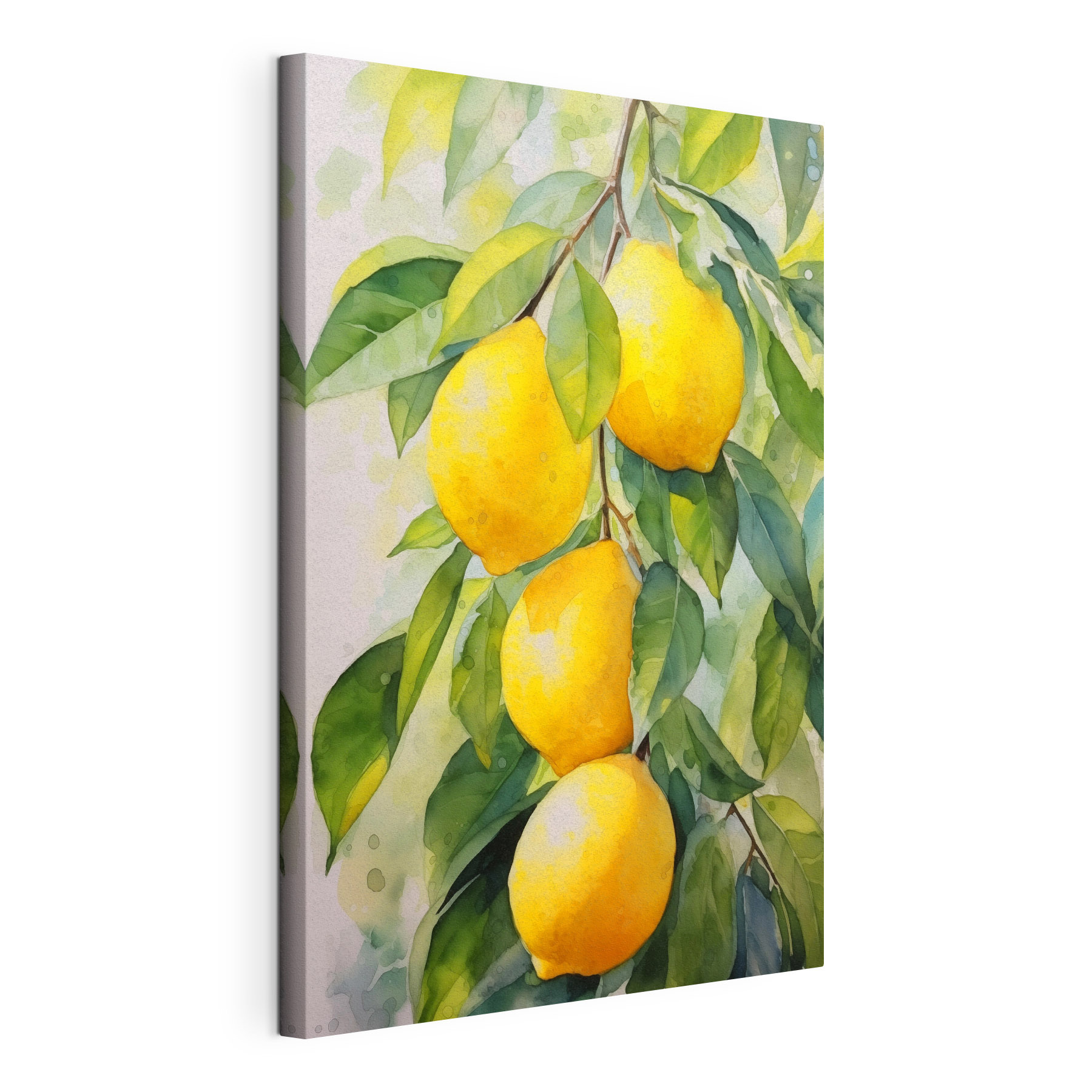 Watercolor of lemons on a tree