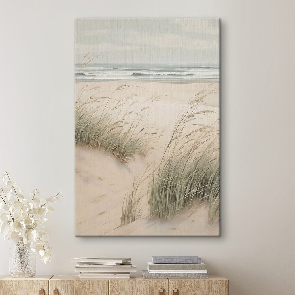 Beach with grass and sand