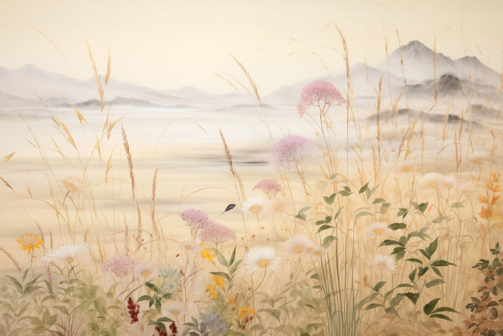 Painting of flowers and grass