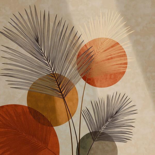 - Vibrant foliage with circular patterns